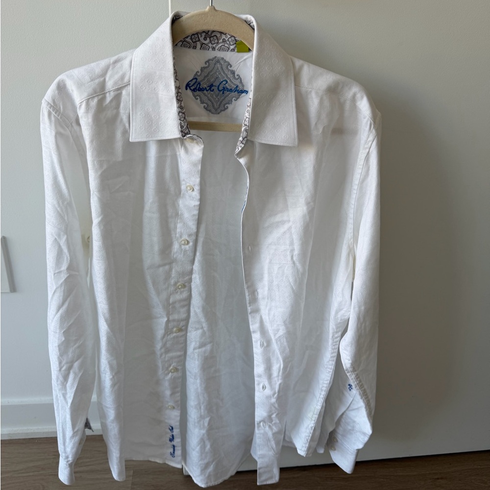 Robert Graham Classic L White Button Down Shirt